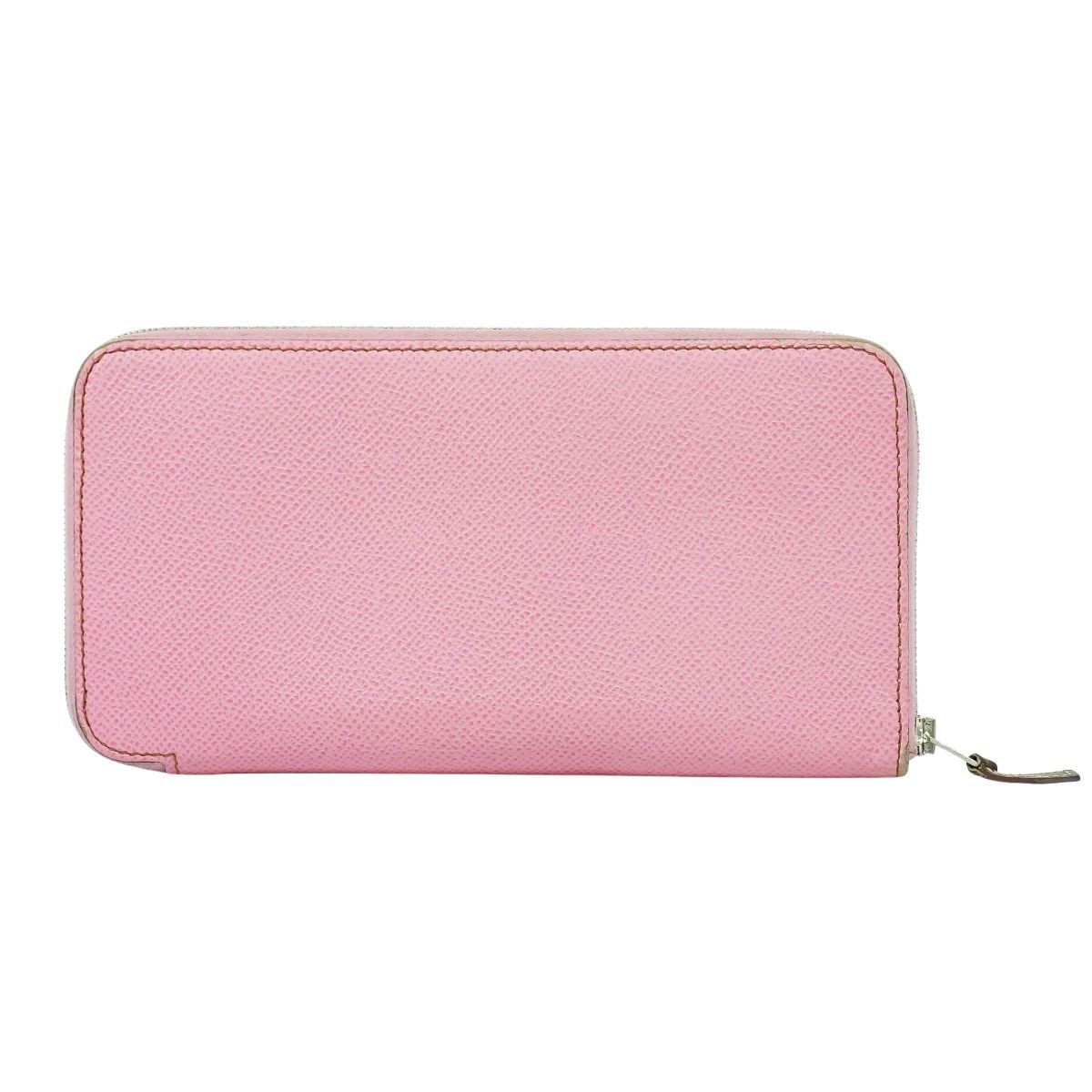 本物 エルメス HERMES アザップ シルクイン ロング ヴォーエプソン レザー ラウンドファスナー 長財布 Z刻 2021年 ピンク 財布 ウォレット フォロー割