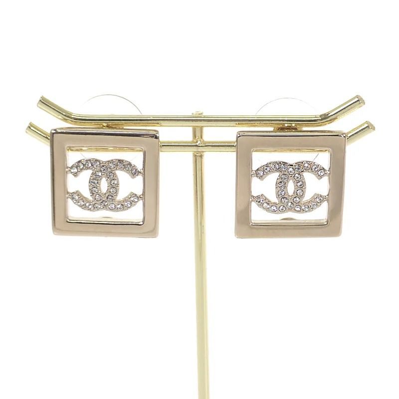 CHANEL CHANEL スクエア ココマーク ABA287 B10466 NM942 ピアス メタル クリスタル ゴールド レディース ジュエリー