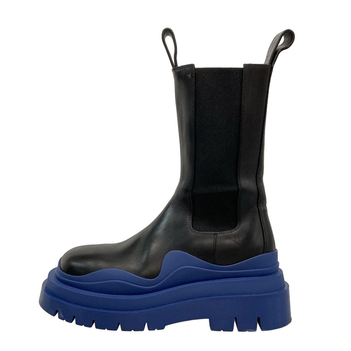 BOTTEGA VENETA ボッテガヴェネタ ショートブーツ 36 レディース タイヤ 黒×ネイビー サイドゴア レザー