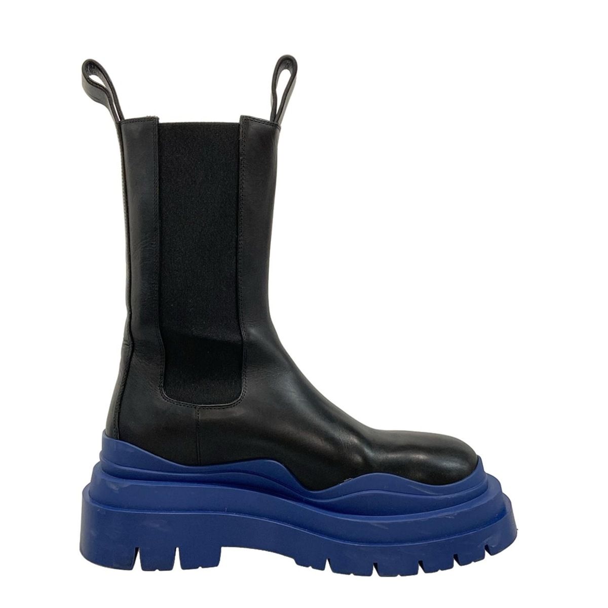 BOTTEGA VENETA ボッテガヴェネタ ショートブーツ 36 レディース タイヤ 黒×ネイビー サイドゴア レザー