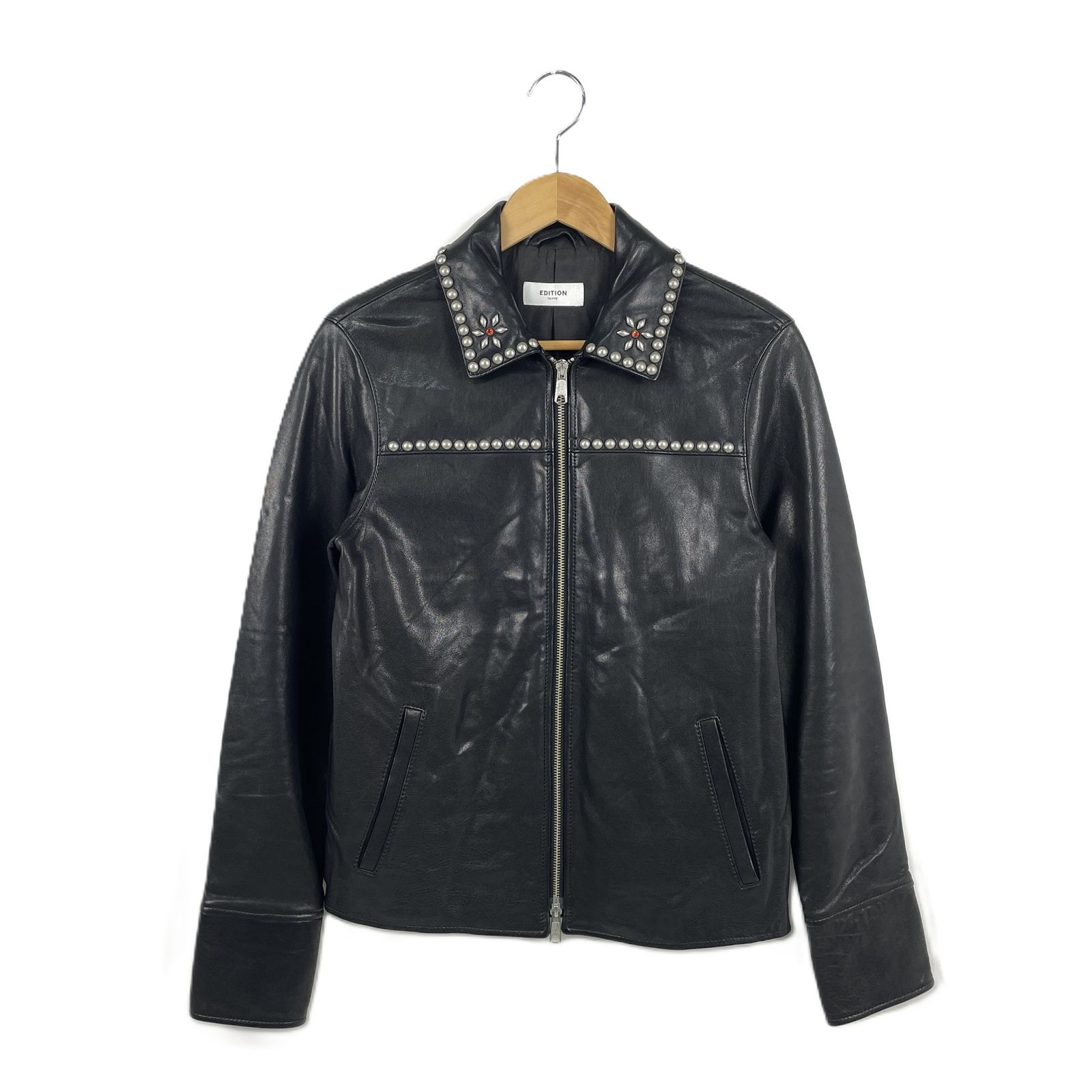 EDITION TOMORROWLAND エディション トゥモローランド 51-08-71-08001 スタッズ付き ラムレザージャケット レザーブルゾン Mサイズ ブラック