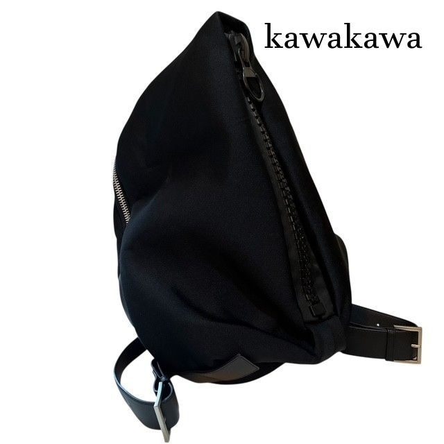 カワカワ kawakawa NO961 25bis リュック ウェット素材 レザーブラック バックパック ビックファスナー