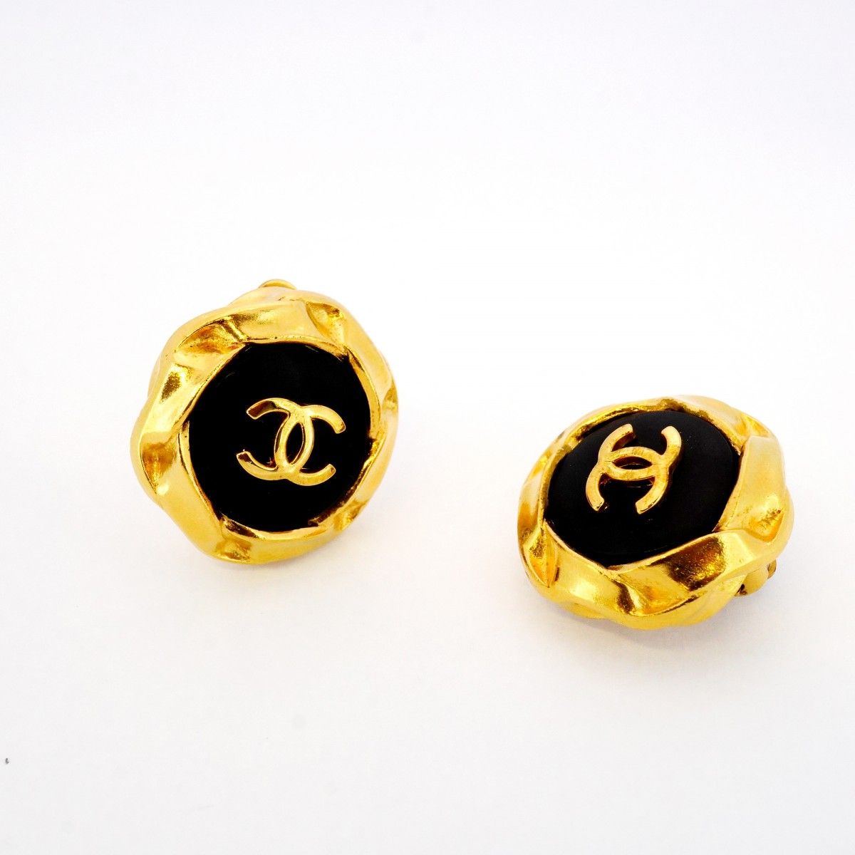 5 job 0001 シャネル イヤリング ヴィンテージ ココマーク GPメッキ ゴールド ブラック レディース