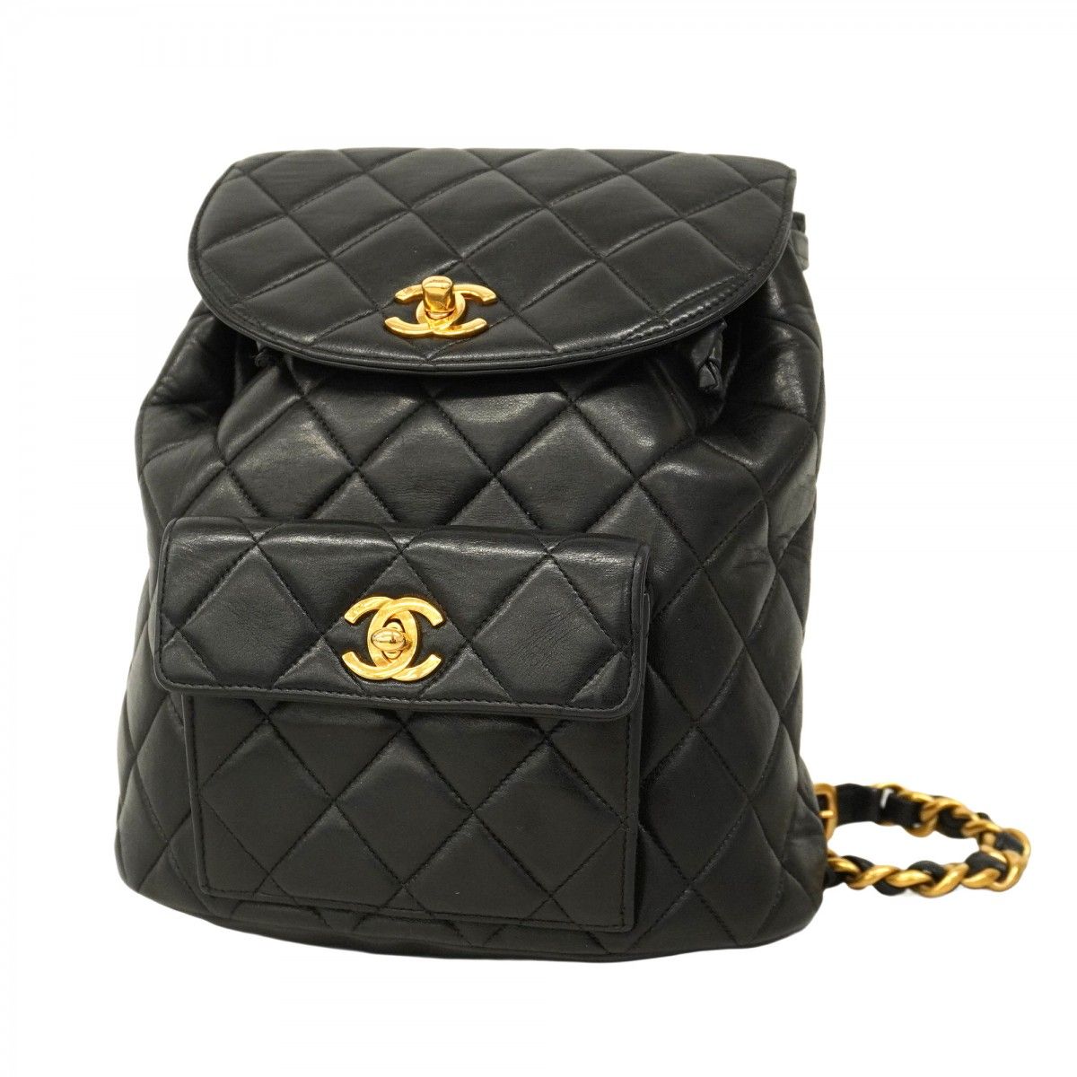 5oc2222-h シャネル リュック デイパック マトラッセ ラムスキン ブラック ゴールド金具 レディース