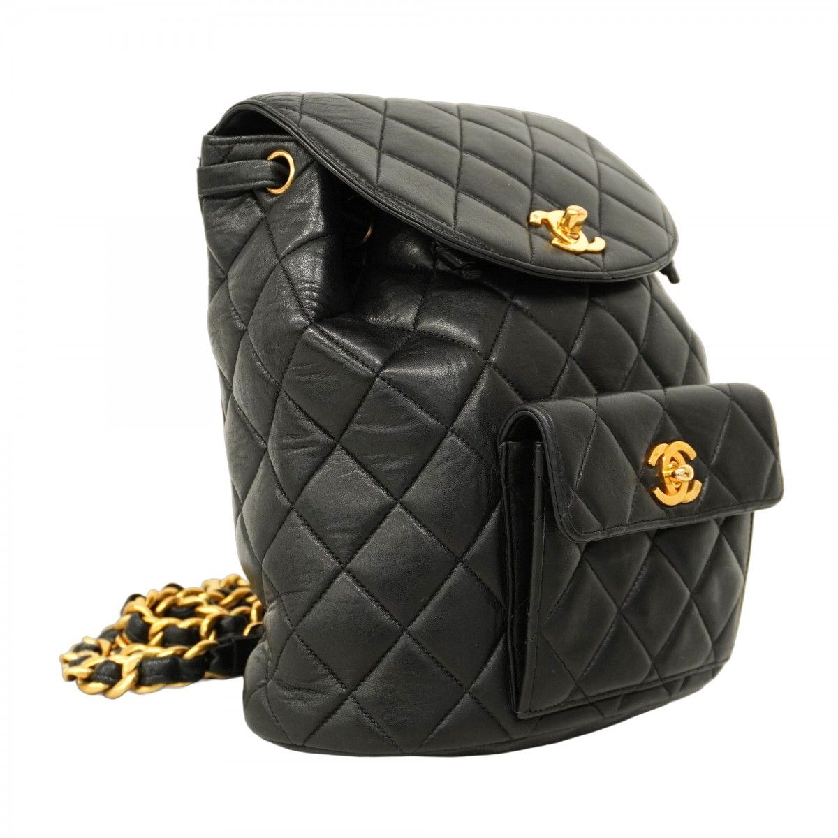 5oc2222-h シャネル リュック デイパック マトラッセ ラムスキン ブラック ゴールド金具 レディース