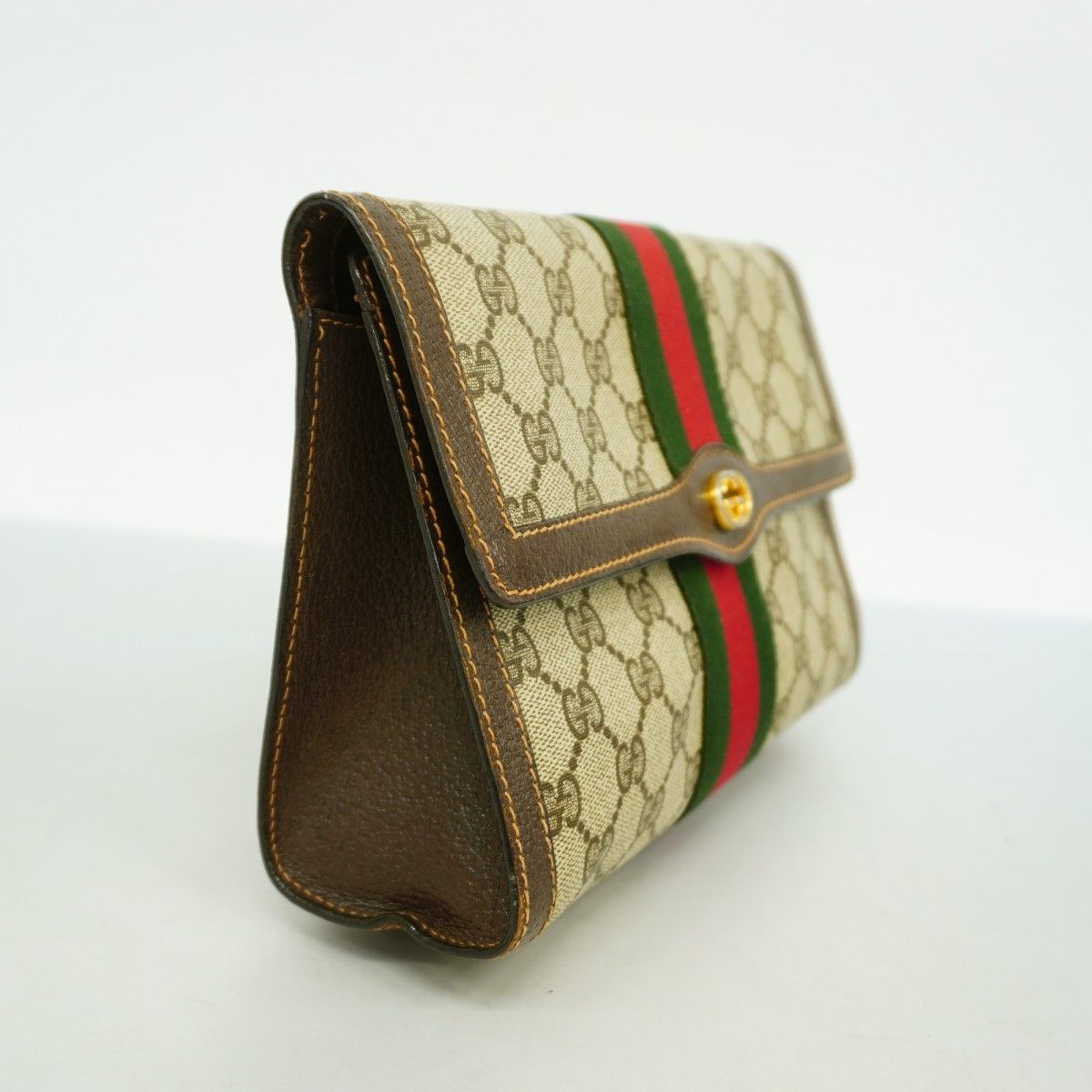 5oc2166-r グッチ クラッチバッグ GGスプリーム シェリーライン グッチ 37 039 PVC ブラウン ゴールド金具 メンズ レディース ユニセックス