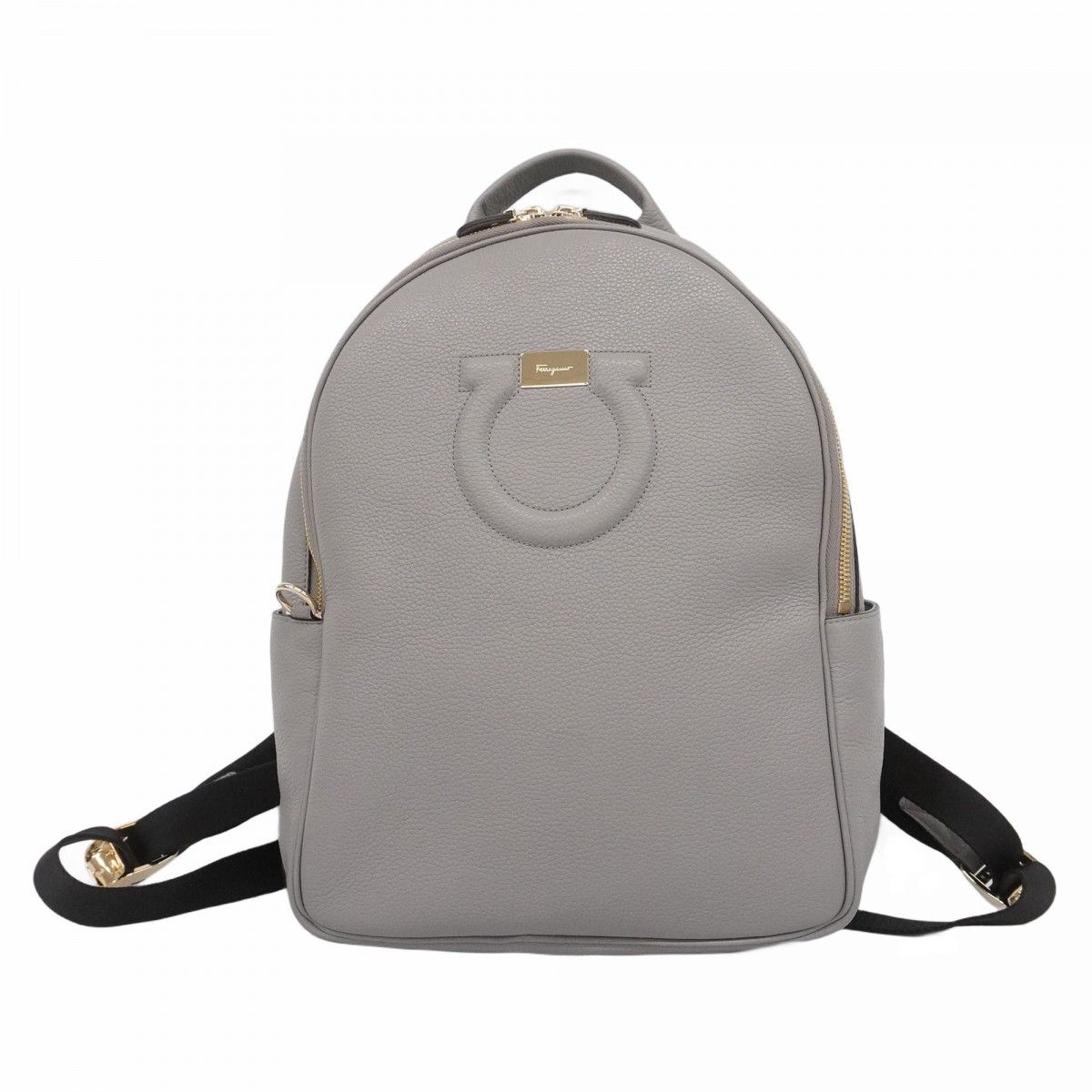 5oc1926 サルヴァトーレフェラガモ リュック デイパック ガンチーニ レザー グレー シャンパンゴールド金具 レディース