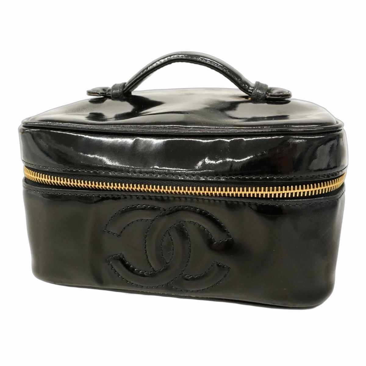 5oc2026 シャネル バニティバッグ パテントレザー ブラック ゴールド金具 レディース