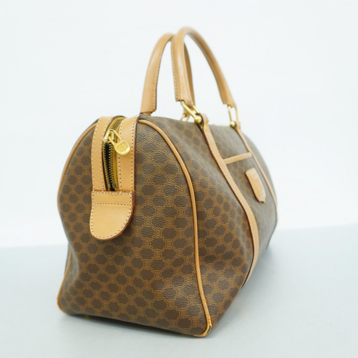 5oc2212 セリーヌ ボストンバッグ マカダム PVC ブラウン ゴールド金具 メンズ レディース ユニセックス