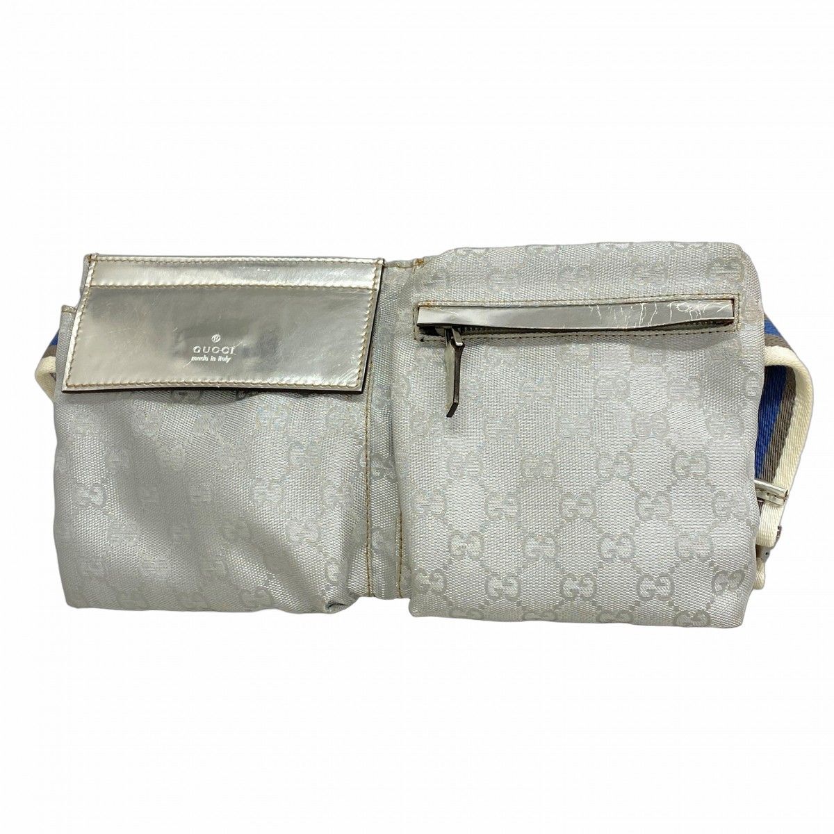 5 oc 2251-h グッチ ウエストバッグ GGキャンバス 28566 キャンバス シルバー シルバー金具 レディース