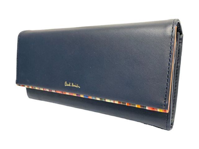 未使用 ポールスミス 長財布 レザー ネイビー 濃紺 紺 マルチ