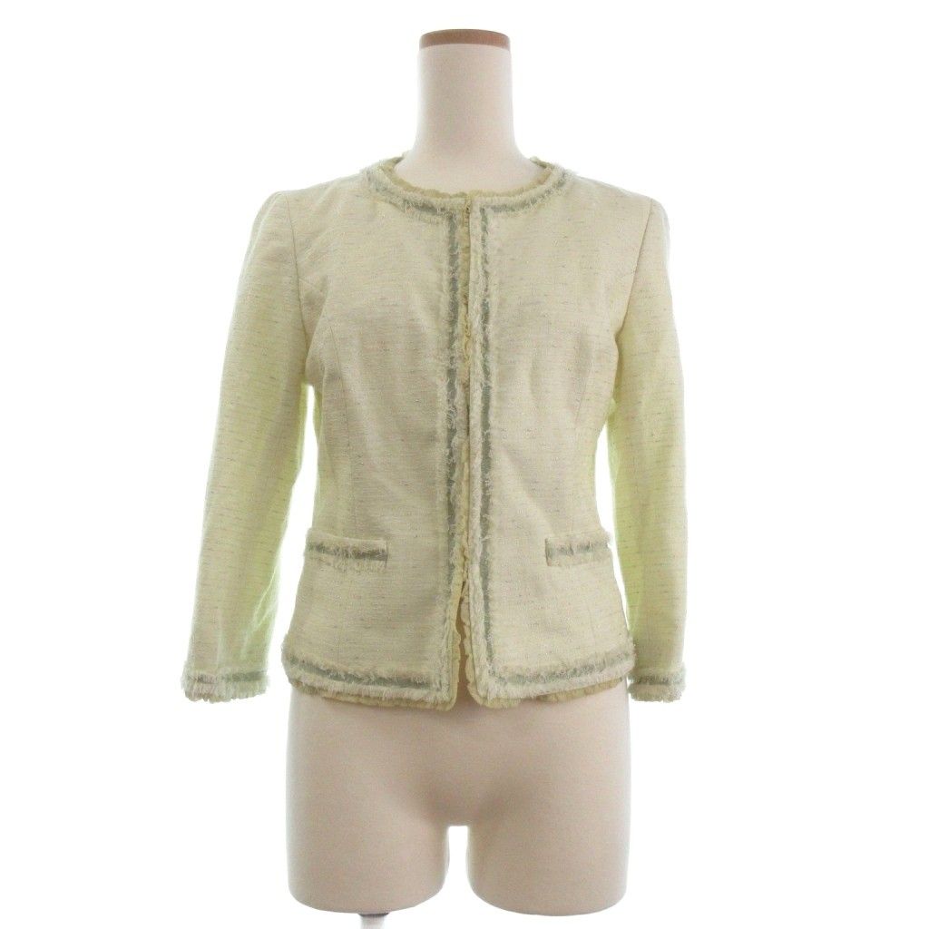 クレージュ courreges ツイードジャケット 長袖 ノーカラー フリル