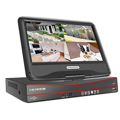 POE録画機 Hiseeu製NVR poe給電 屋外 有線 監視カメラ 10インチモニター付きNVR 双方向音声 屋内外対応 暗視撮影 動体検知 常時録画 スマホ パソコン遠隔監視 アプリ通知 監視カメラ Poe録画機 電源あり deab759a