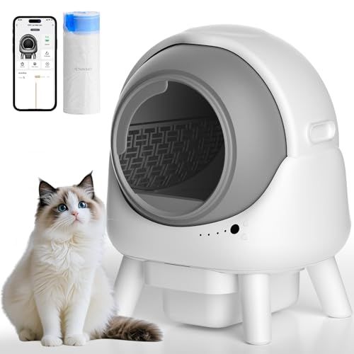 自動猫トイレ 遠隔操作&自動清掃 多頭飼い対応 脱臭設計 臭い漏れ防止 大型猫もOK スマホで遠隔操作 留守番中も安心 大容量 猫用トイレ iOS Android対応 簡単組立 日本語説明書付き 2 年 保 証 付き 61b798f1