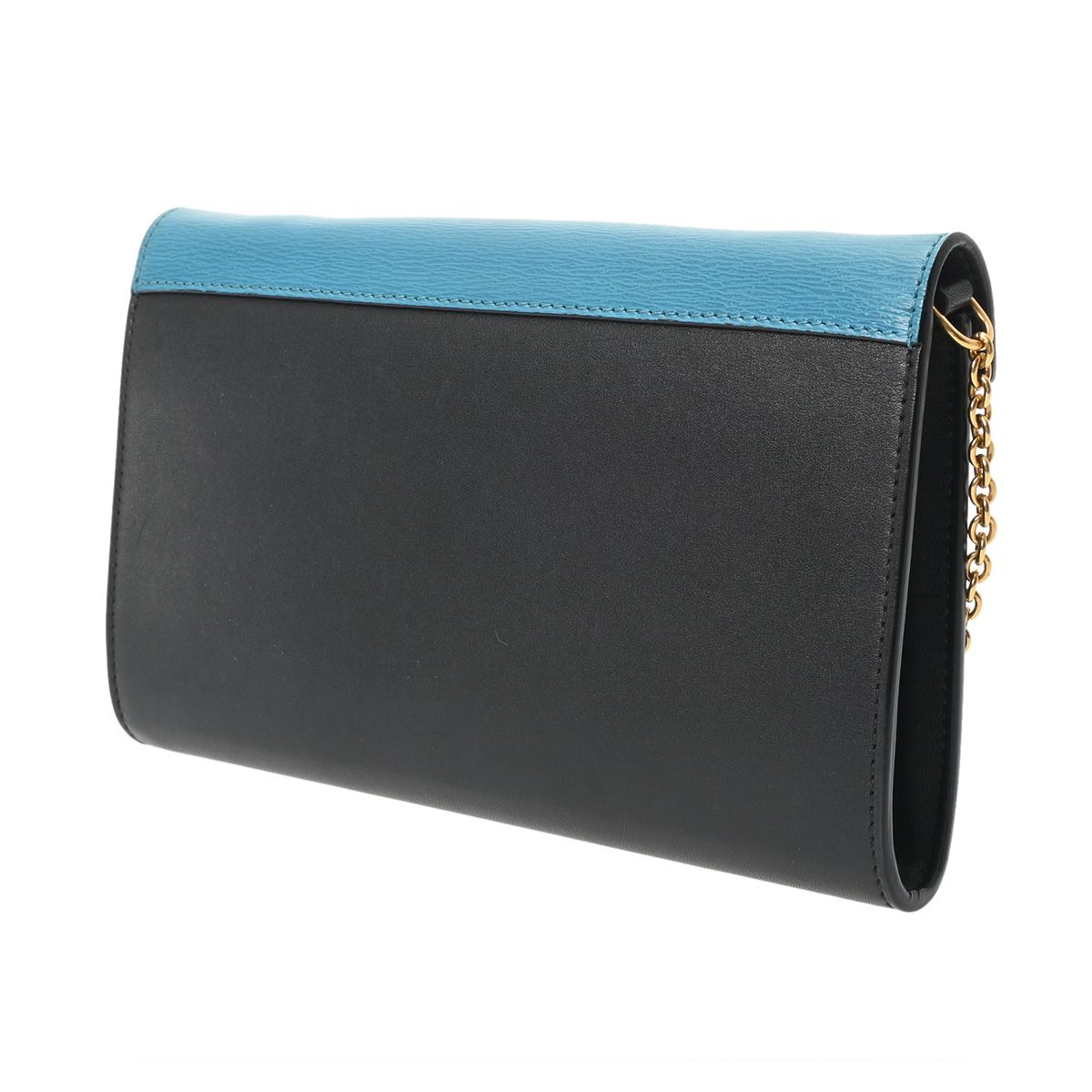 セリーヌ チェーンウォレット 黒 白 青 レディース レザー ショルダーバッグ