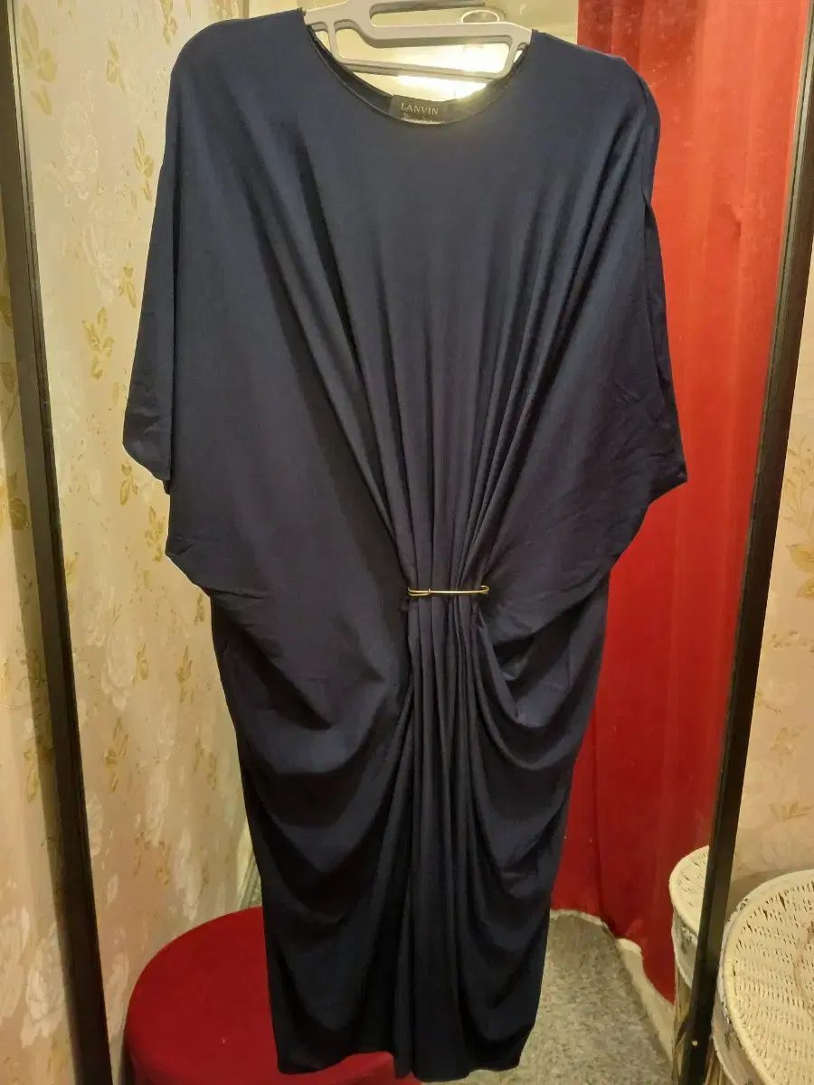 6 29 LANVIN ランバン ネイビー ドレープ ワンピース