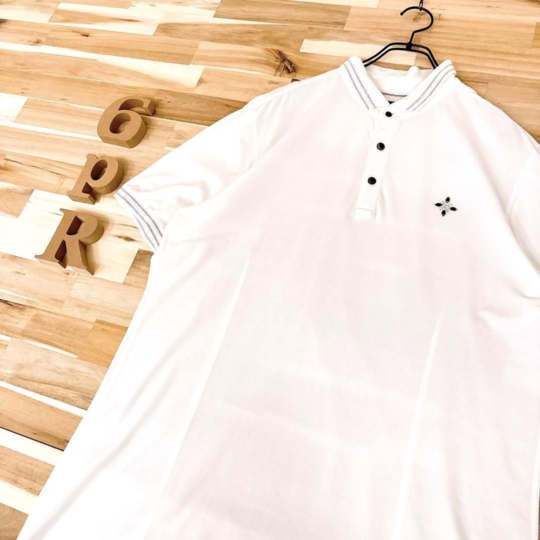 セントアンドリュース ラインストーン ゴルフ ポロシャツ 半袖 LL 白×黒