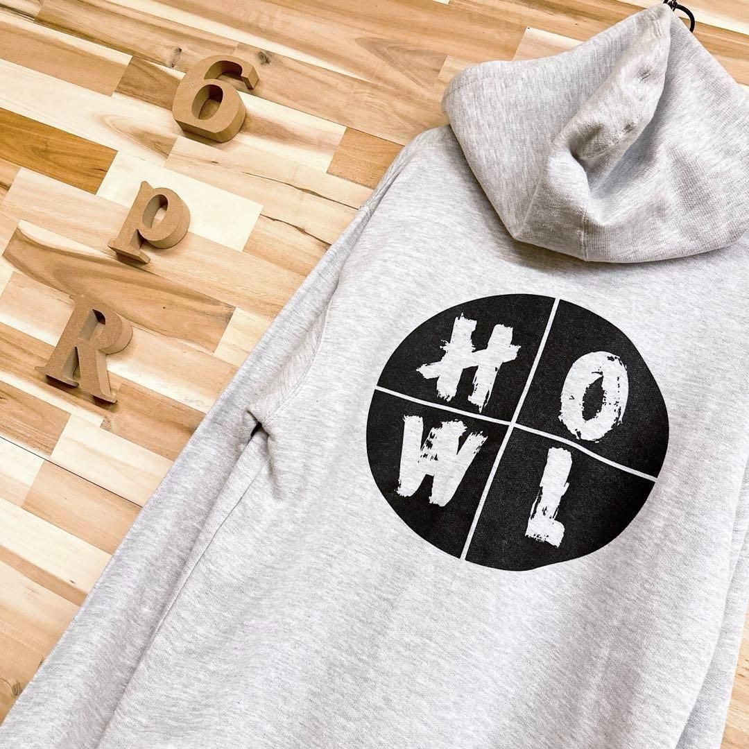 ハウル HOWL プルオーバー サークル ロゴ パーカー S グレー×黒