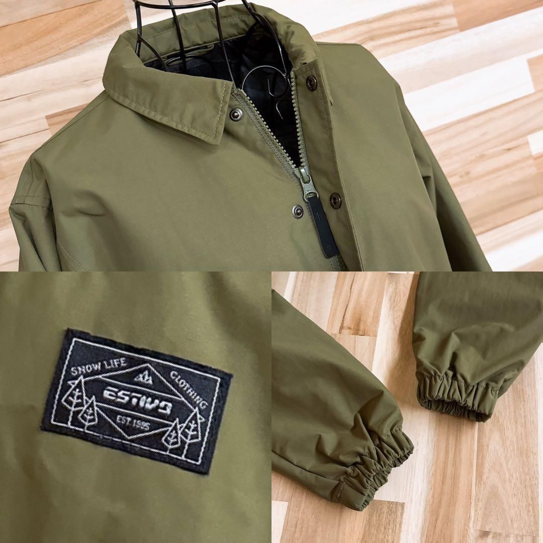 【エスティボ】バック プリント コーチジャケット スノボ ウェア M カーキ×黒 エスティボ】バック プリント コーチジャケット スノボ ウェア M カーキ×黒