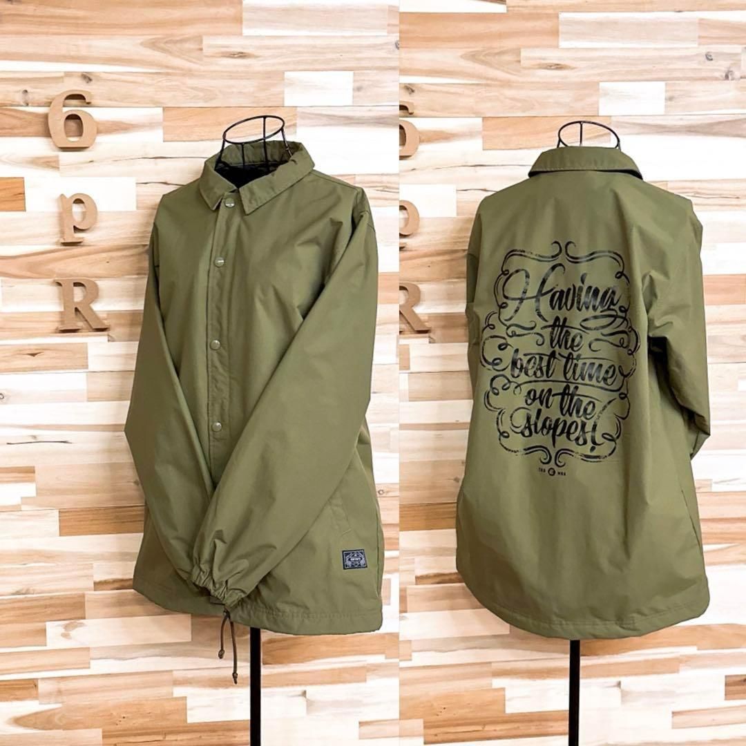 【エスティボ】バック プリント コーチジャケット スノボ ウェア M カーキ×黒 エスティボ】バック プリント コーチジャケット スノボ ウェア M カーキ×黒
