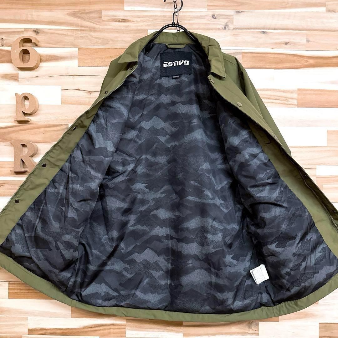 エスティボ】バック プリント コーチジャケット スノボ ウェア M カーキ×黒