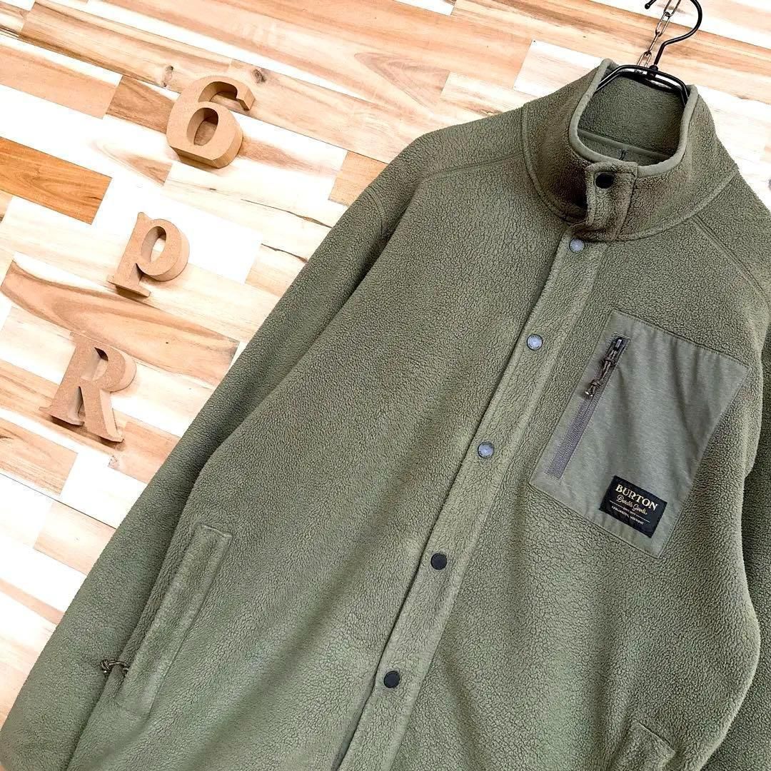 バートン スナップ ハース フリース ジャケット スノボ S カーキ×黒