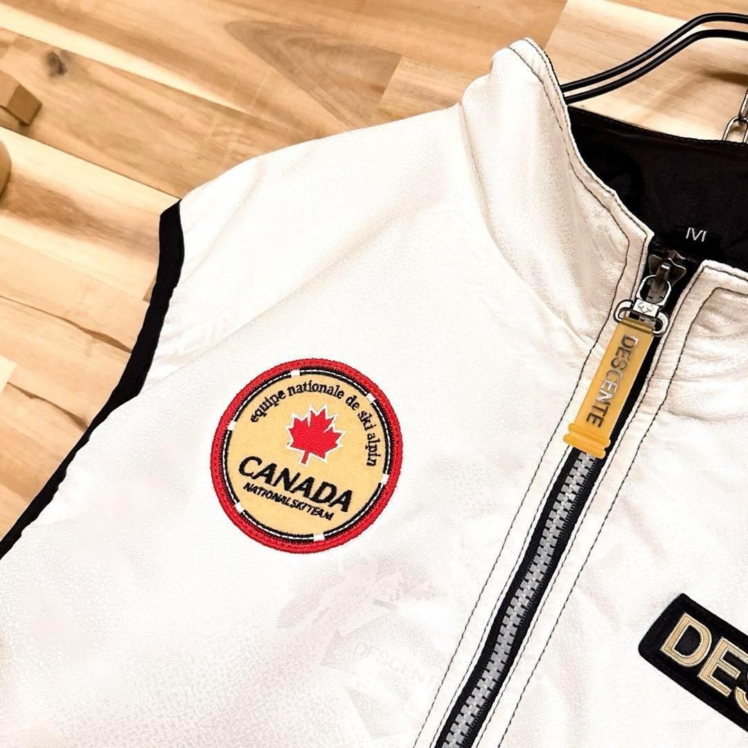 激レア/廃番【デサント】カナダ  ベスト スキー ウェア M 白×黒 レア/廃番【デサント】カナダ CANADA ベスト スキー ウェア M 白×黒
