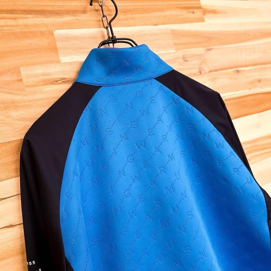 【マンシングウェア】切り替え ナイロン ブルゾン ゴルフ スポーツ L 青×紺 マンシングウェア】切り替え ナイロン ブルゾン ゴルフ スポーツ L 青×紺