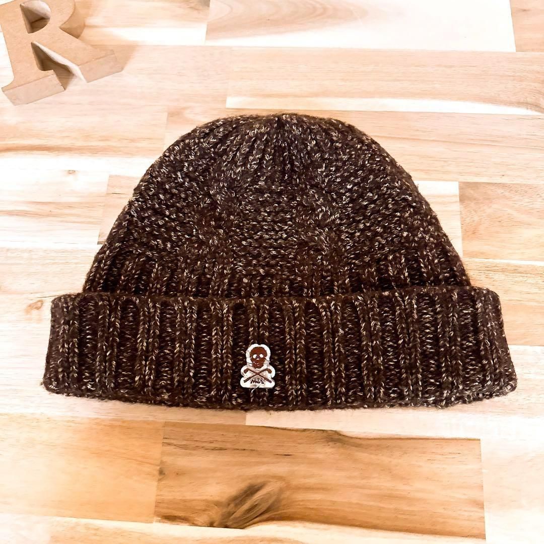 マークアンドロナ】スカル ミニマル ロゴ ミックス ニット帽 ゴルフ茶