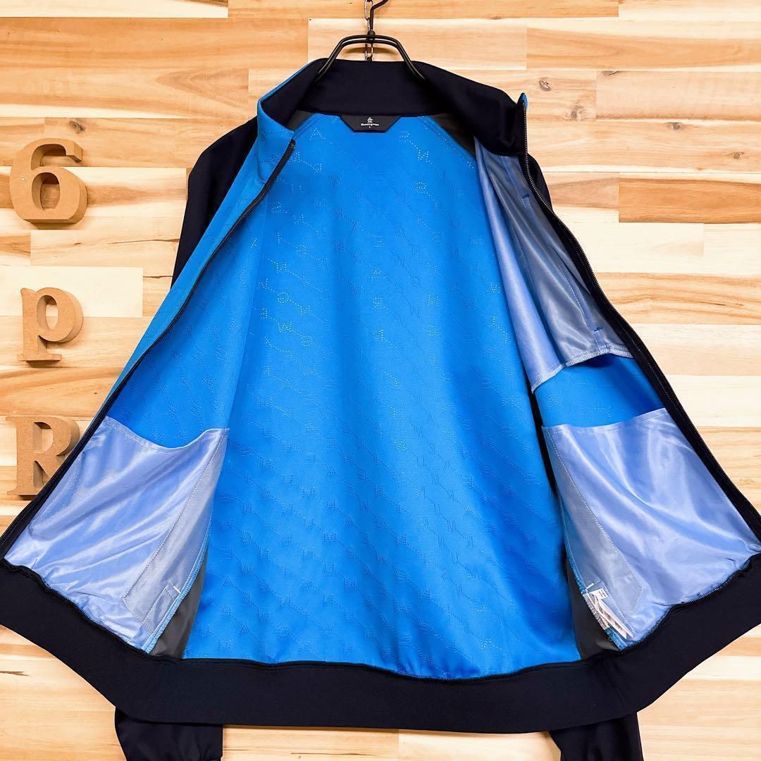 【マンシングウェア】切り替え ナイロン ブルゾン ゴルフ スポーツ L 青×紺 マンシングウェア】切り替え ナイロン ブルゾン ゴルフ スポーツ L 青
