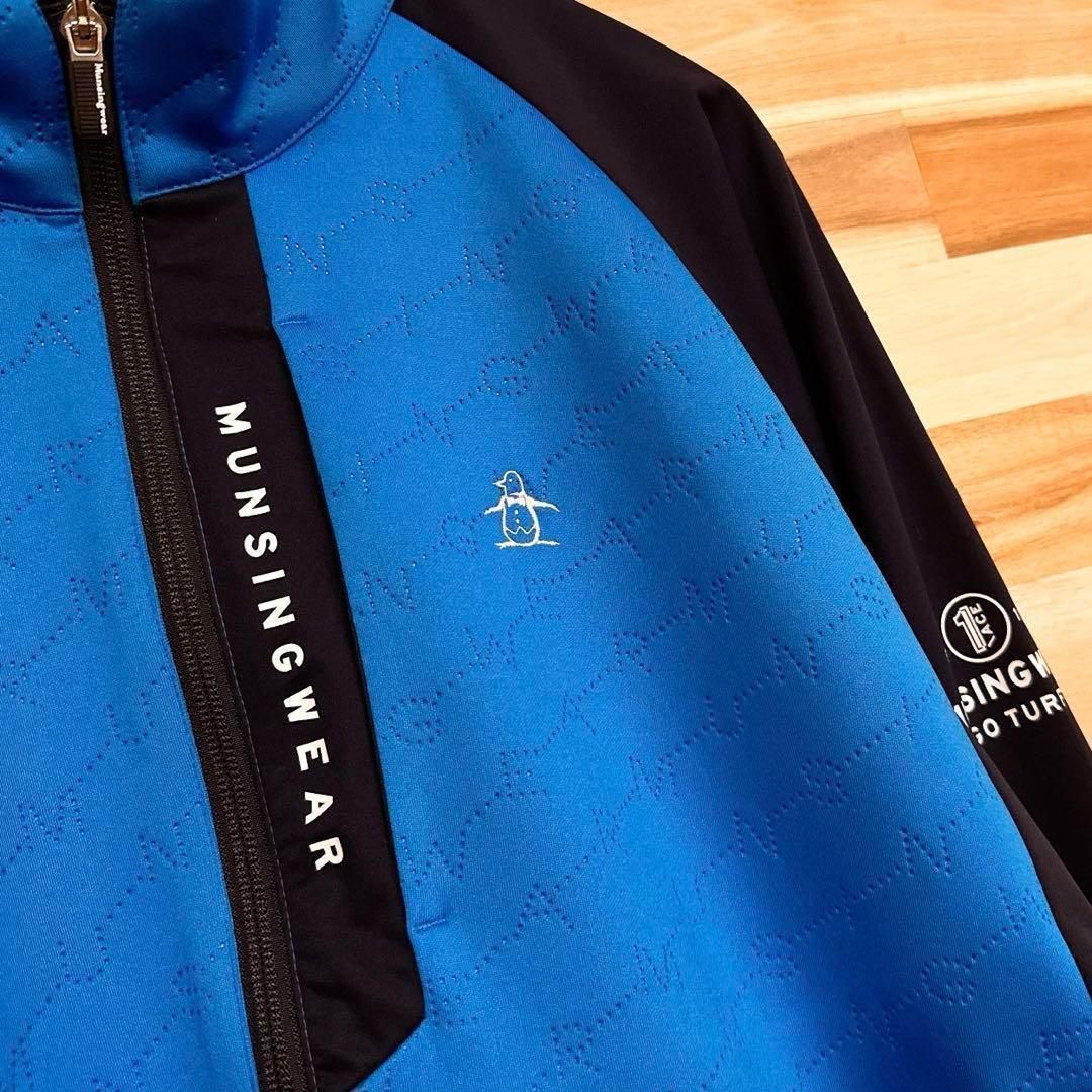 マンシングウェア】切り替え ナイロン ブルゾン ゴルフ スポーツ L 青
