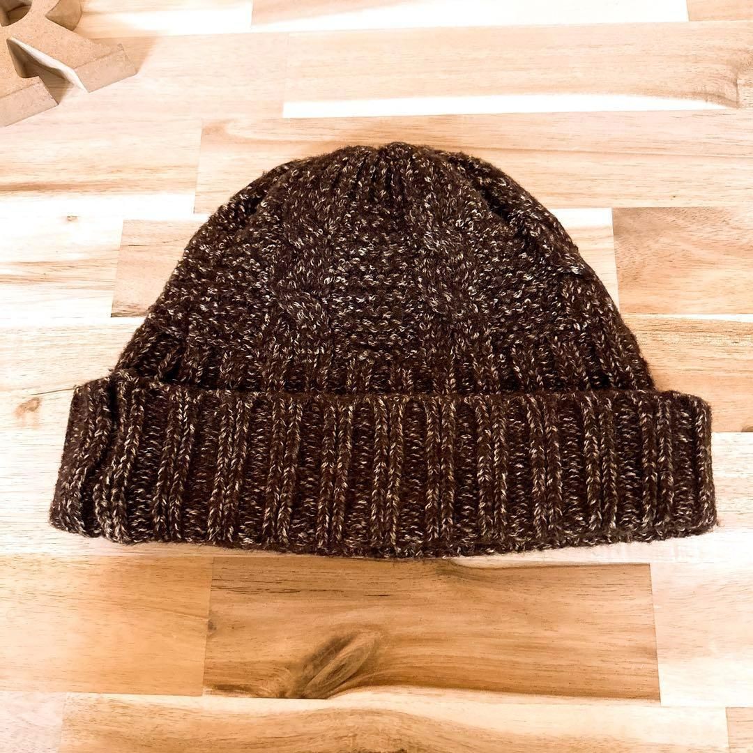 【マークアンドロナ】スカル ミニマル ロゴ ミックス ニット帽 ゴルフ茶ブラウン マークアンドロナ】スカル ミニマル ロゴ ミックス ニット帽 ゴルフ茶