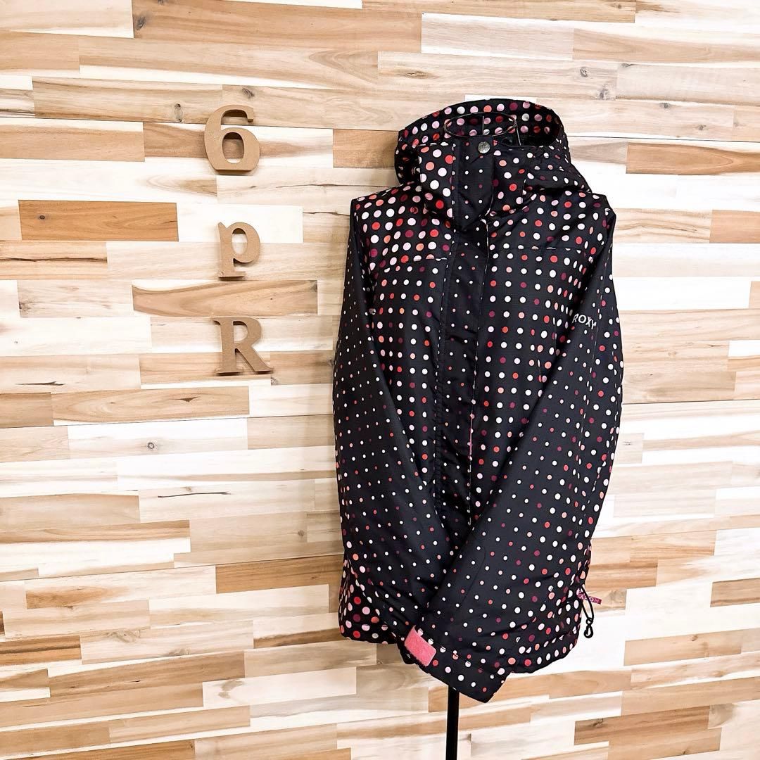 ロキシー スノボ ウェア グラデーション ドット柄 ジャケット M 黒×ピンク