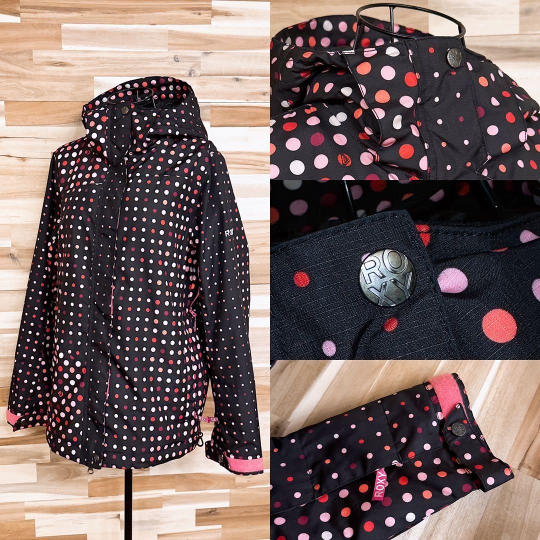 Roxy - 【ロキシー】スノボ グラデーション 水玉 ドット柄 ジャケット M 黒×ピンク ロキシー】スノボ ウェア グラデーション ドット柄 ジャケット M 黒
