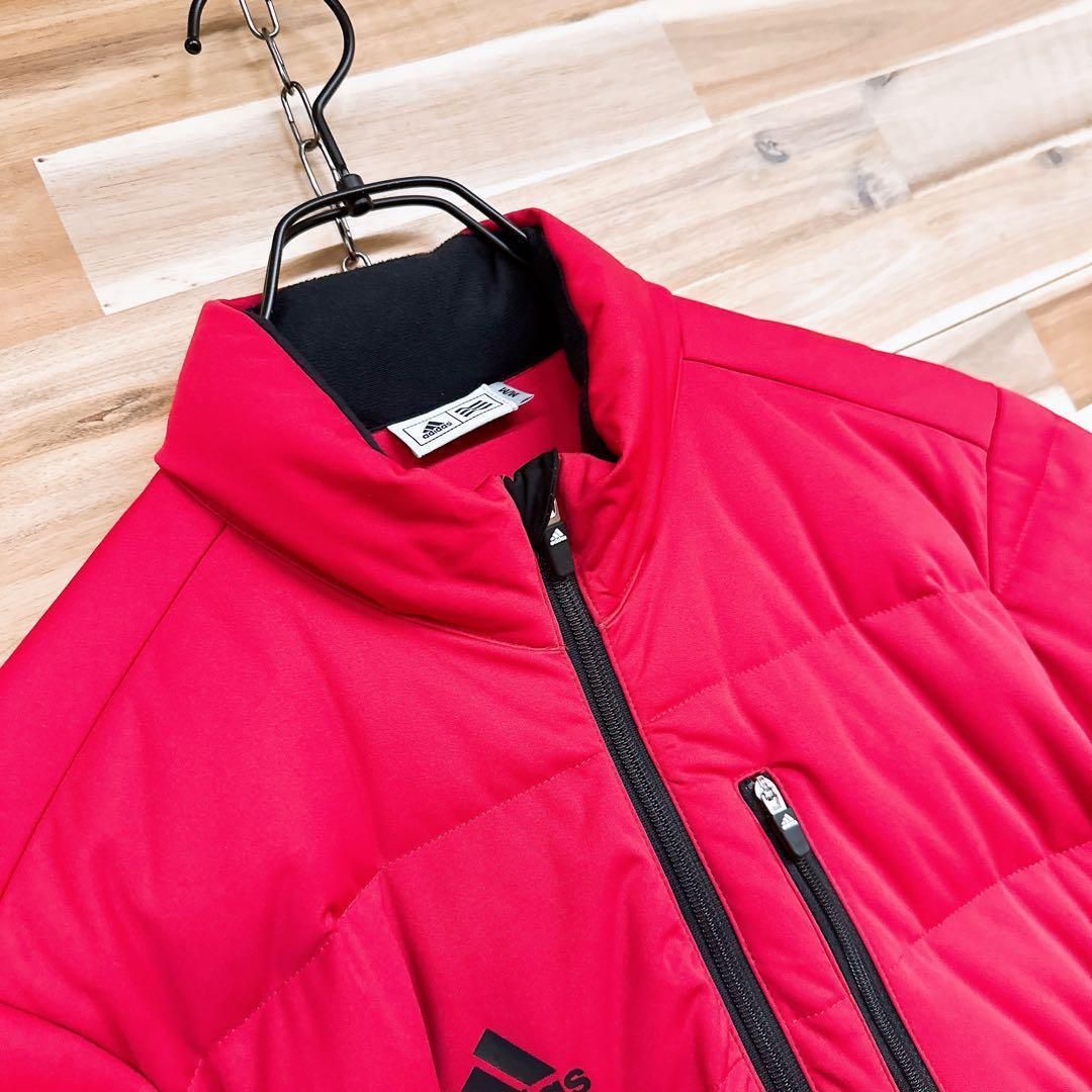 【アディダス】フェザー混ダウン ハーフジップ 半袖ブルゾン ゴルフ M 赤×黒 アディダス】フェザー混ダウン ハーフジップ 半袖ブルゾン ゴルフ M 赤