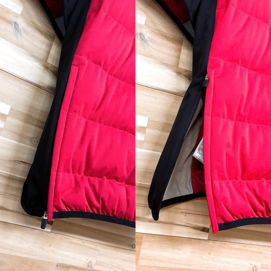 【アディダス】adidas フェザー混ダウン 半袖 ブルゾン ゴルフ M 赤×黒 アディダス】フェザー混ダウン ハーフジップ 半袖ブルゾン ゴルフ M 赤