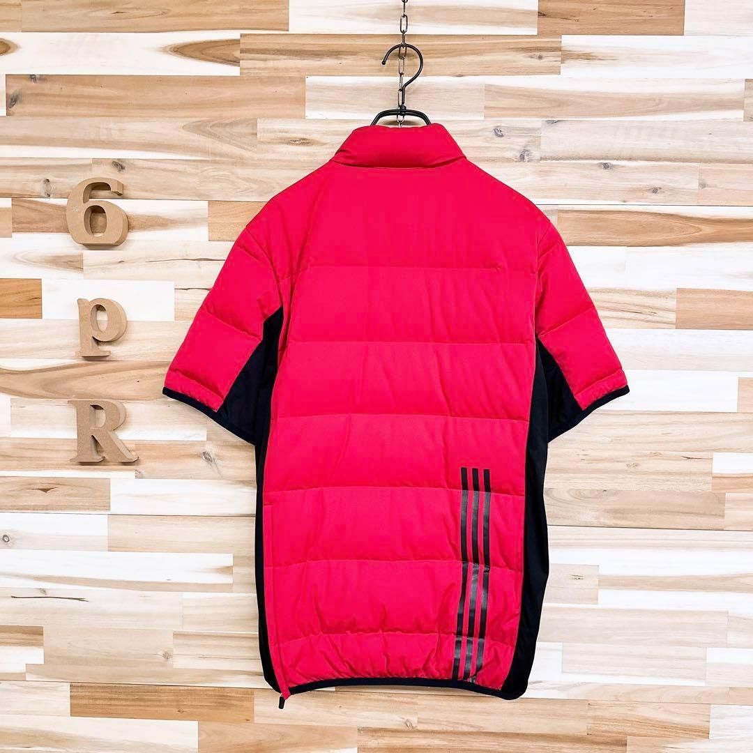 【アディダス】adidas フェザー混ダウン 半袖 ブルゾン ゴルフ M 赤×黒 アディダス】フェザー混ダウン ハーフジップ 半袖ブルゾン ゴルフ M 赤