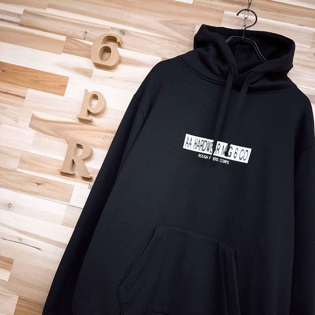 ダブルエーハードウェア スクエア ロゴ パーカー スノボ M 黒×白