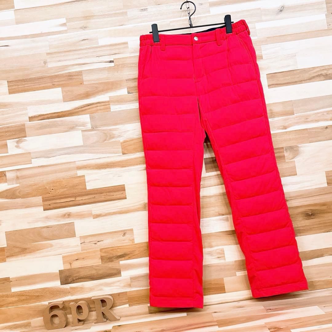キャロウェイ ボーダー キルティング ゴルフ 中綿パンツ 防寒 M 赤レッド