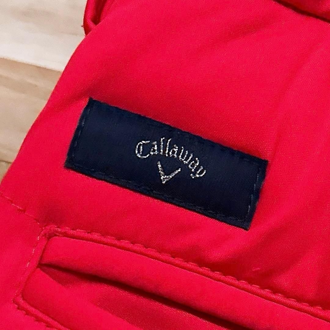 キャロウェイ】ボーダー キルティング ゴルフ 中綿パンツ 防寒 M 赤
