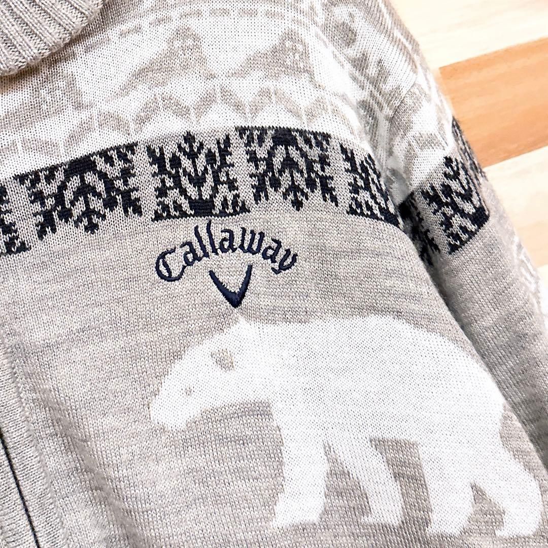 良品⭐️キャロウェイ ゴルフウェア 北極柄 ダブルジップ ブルゾン ニット L 良品⭐️キャロウェイ ゴルフウェア 北極柄 ダブルジップ ブルゾン