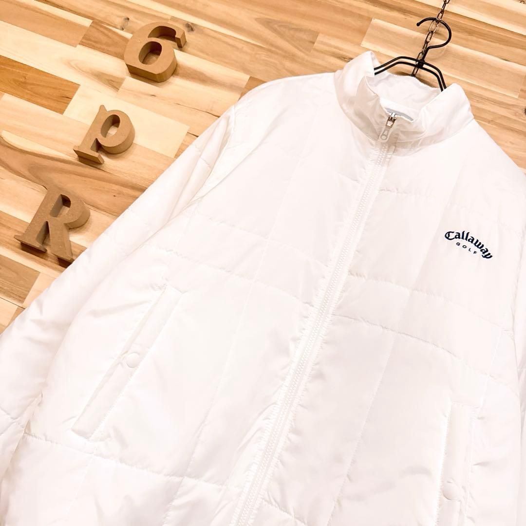 キャロウェイ キルティング ゴルフ 中綿ブルゾン ジャケット長袖 LL 白×紺