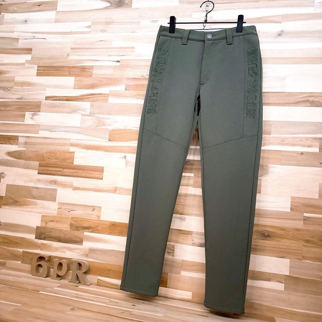 ラッセルノ ウォーム スキニー ゴルフ パンツ 裏起毛 秋冬 カーキ×黒