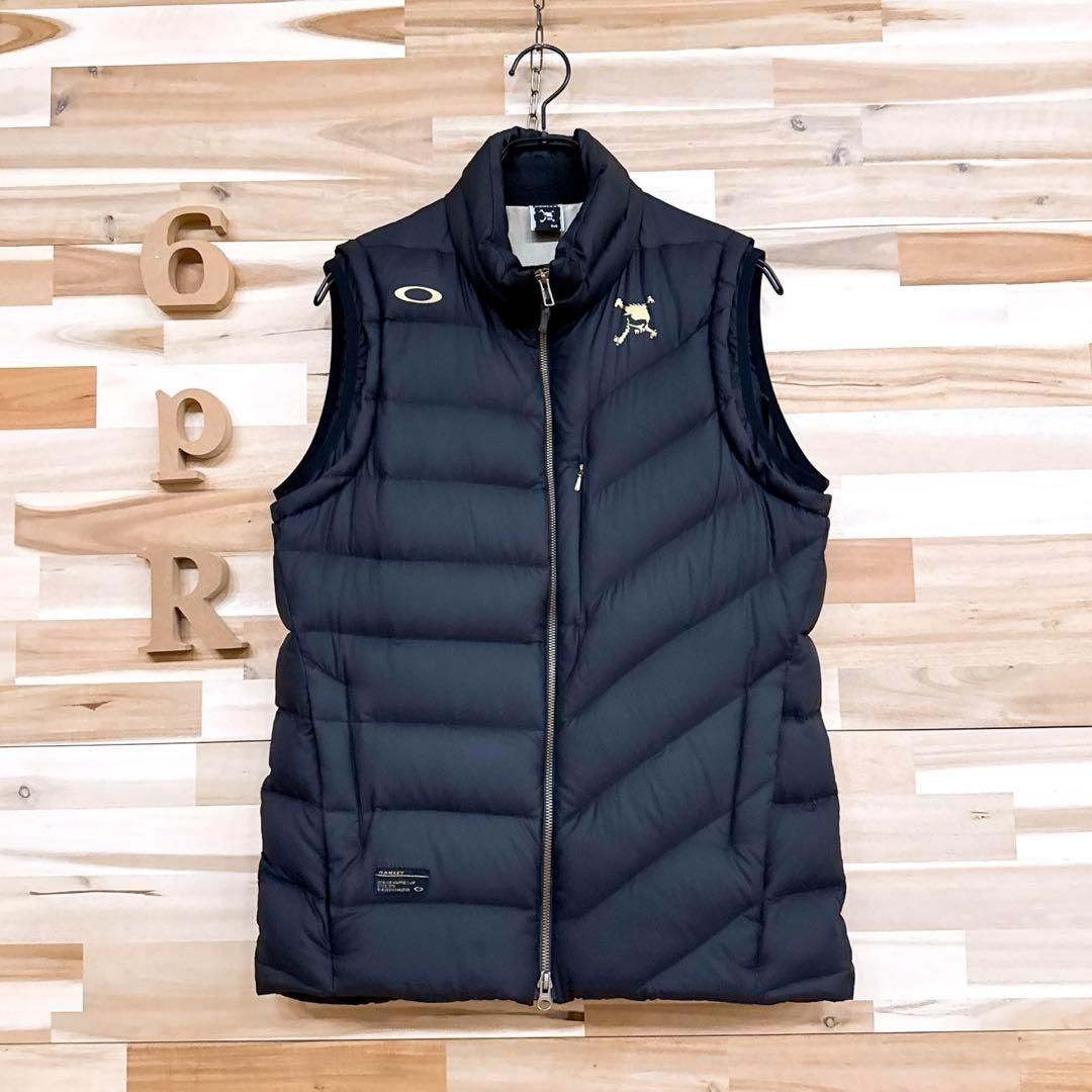 オークリー】フェザー ブレンド スカル ロゴ ダウンベスト ゴルフ M 黒