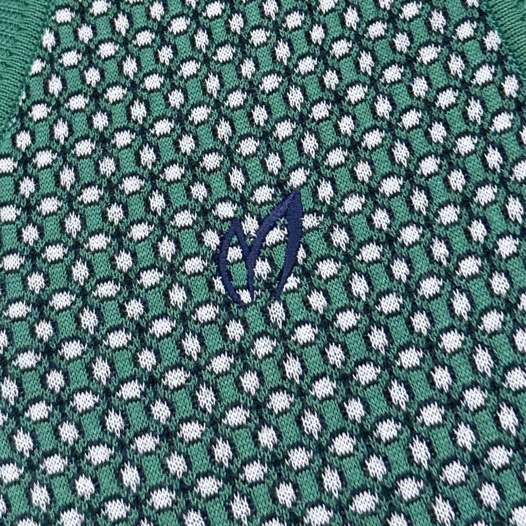 マスターバニーエディション ニットベスト 4 Vネック/ゴルフウェア MASTER BUNNY EDITION 【超美品】マスターバニー ニットベスト 白×黒