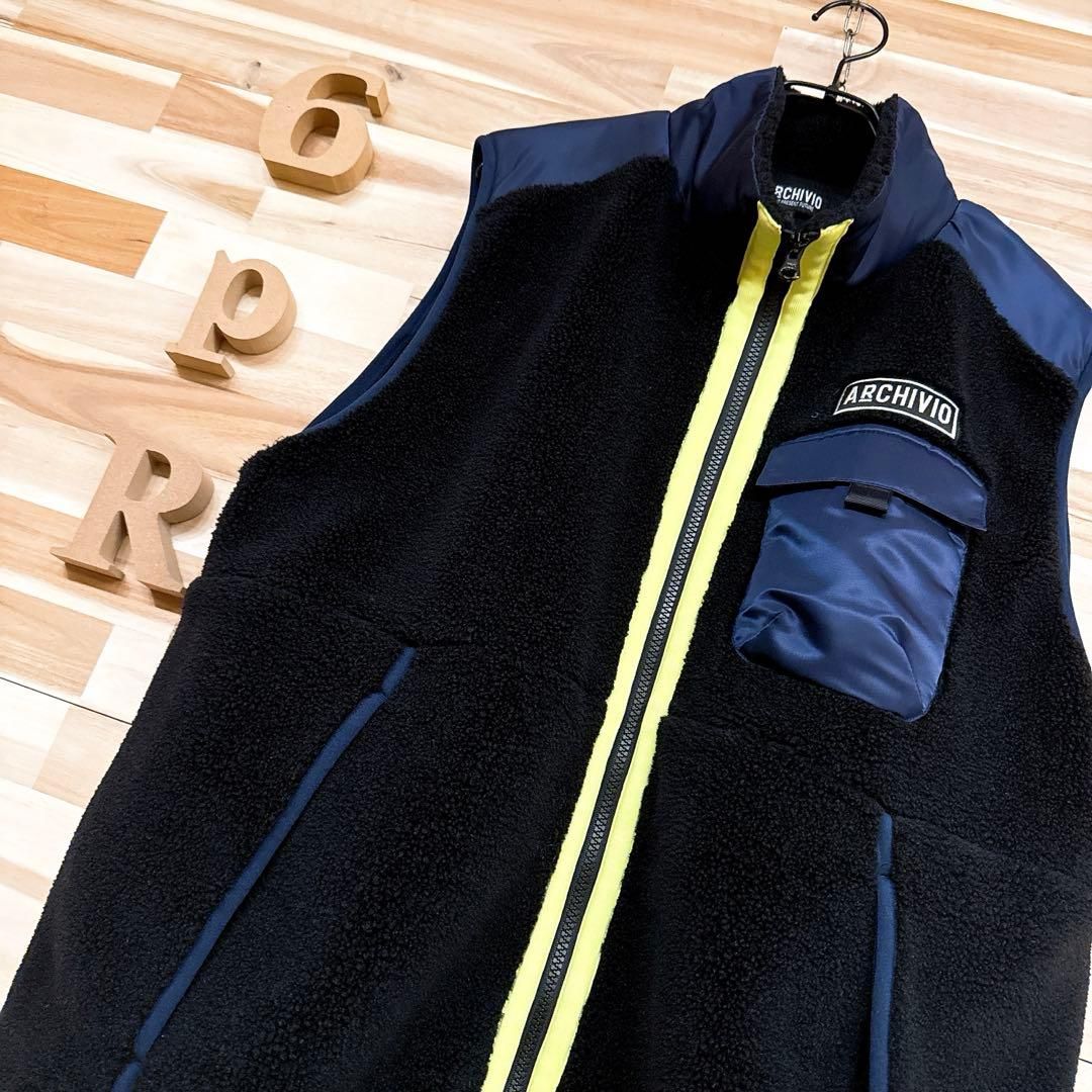 美品/廃番【アルチビオ】ソフト ボア ハイブリッド ストレッチ ベスト ゴルフ黒 美品/廃番【アルチビオ】ソフト ボア ハイブリッド ストレッチ ベスト