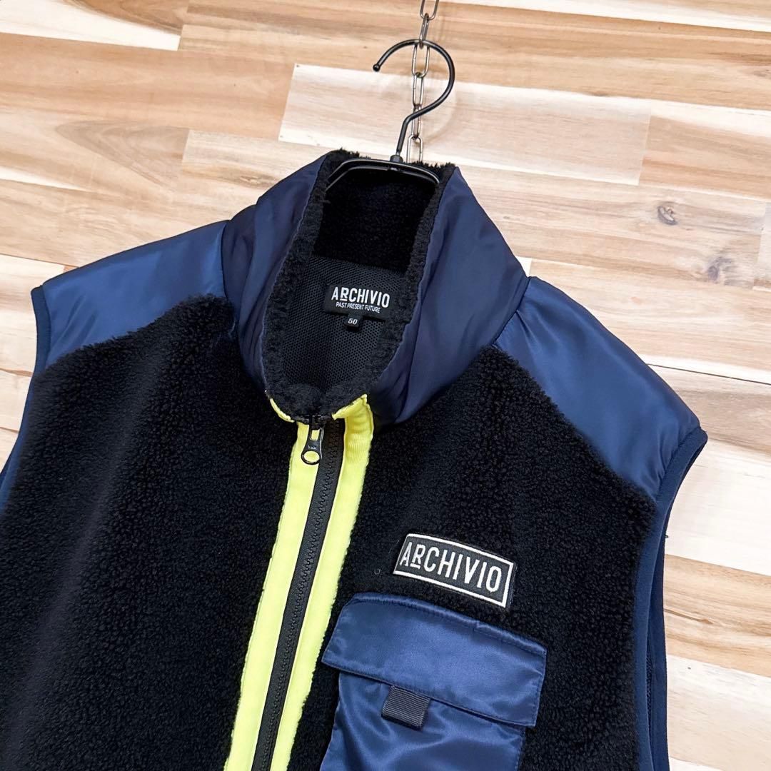 美品/廃番【アルチビオ】ソフト ボア ハイブリッド ストレッチ ベスト ゴルフ黒 美品/廃番【アルチビオ】ソフト ボア ハイブリッド ストレッチ ベスト