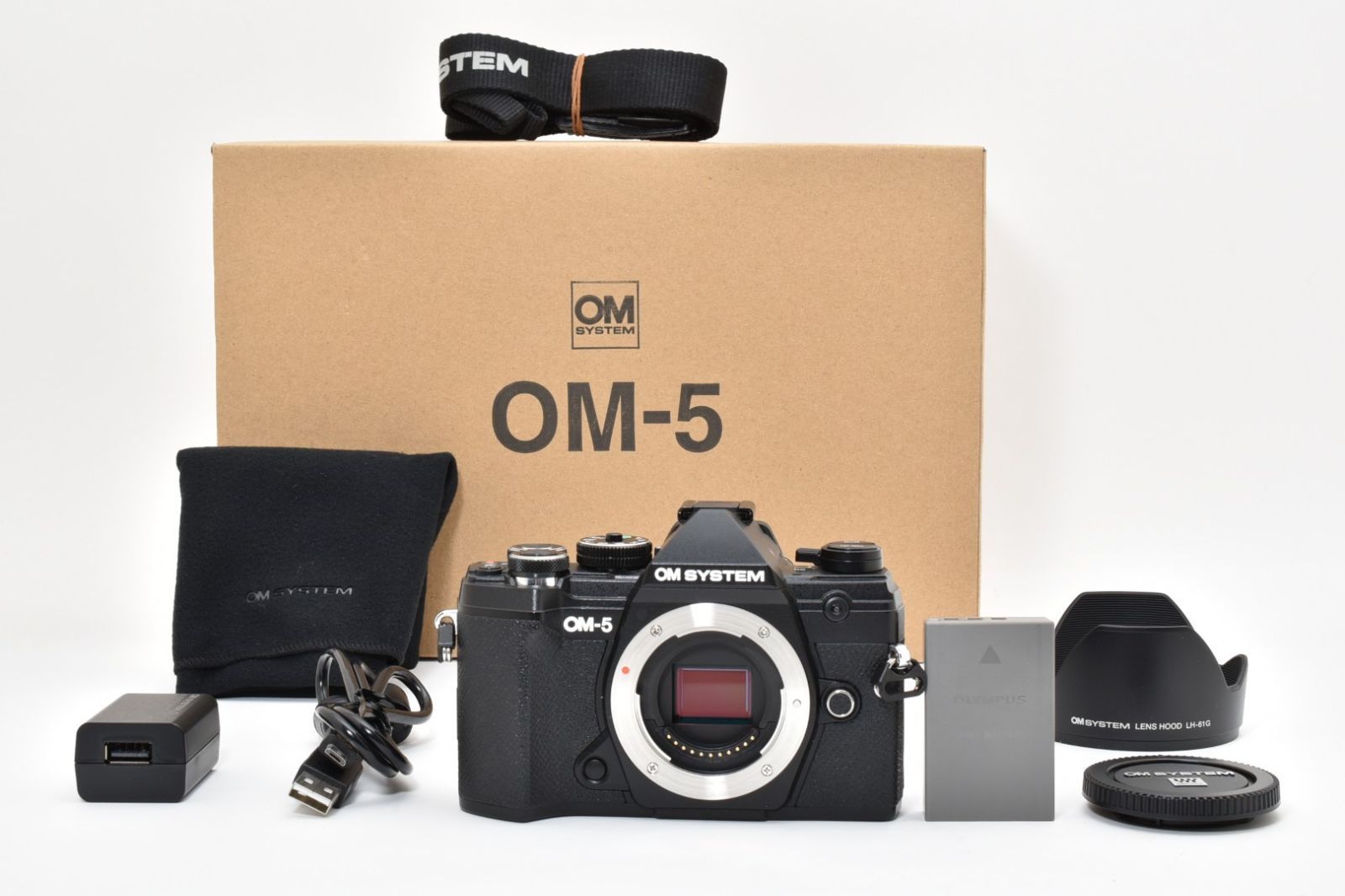OLYMPUS OM-5 ボディ ブラック シャッター約6500回 ミラーレス 動作良好 OM SYSTEM OM5 箱 バッテリー チャージャー付 オリンパス