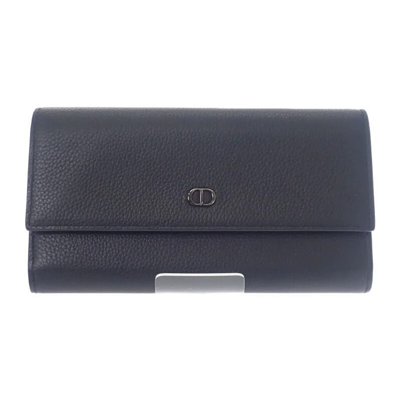 Dior Dior ロングフラップウォレット 2ESBC312CDI_H00N 長財布 カーフ ブラック シルバー金具 メンズ レディース 小物