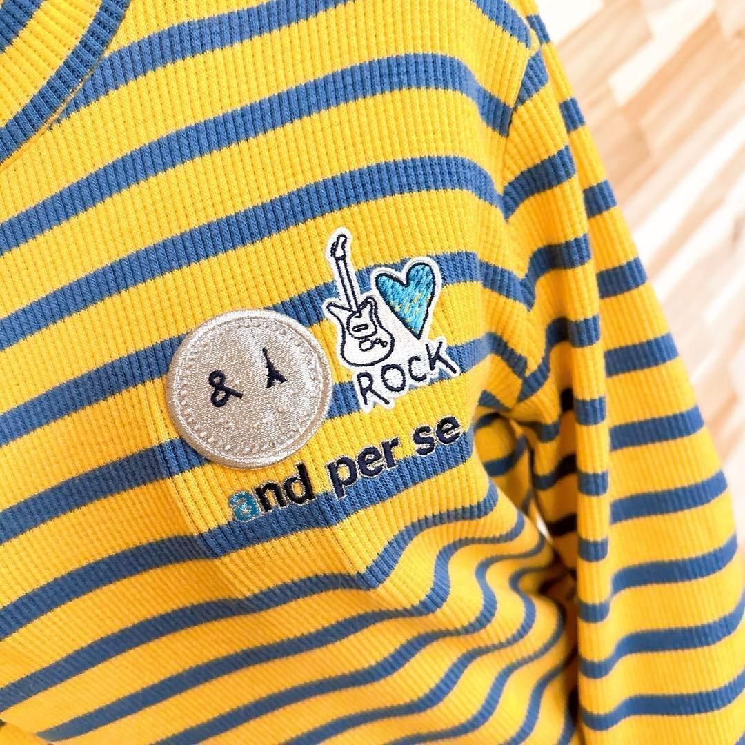 アンパスィ】ハイネック ボーダー リブ ニット セーター ゴルフ L 黄